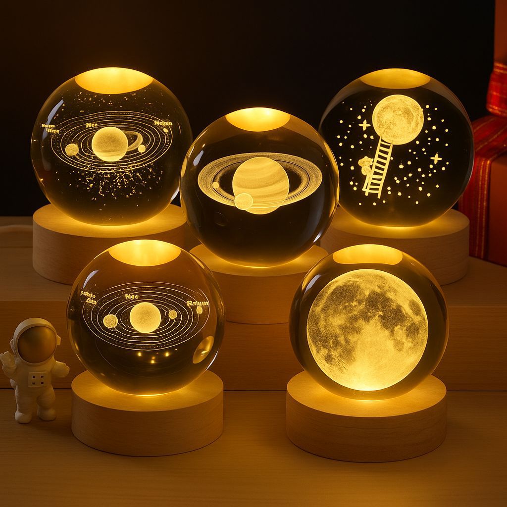 Lampara De Cristal Esfera 3d Planetas